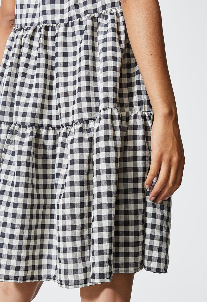 Superbalist - Tie strap tiered mini dress - black gingham