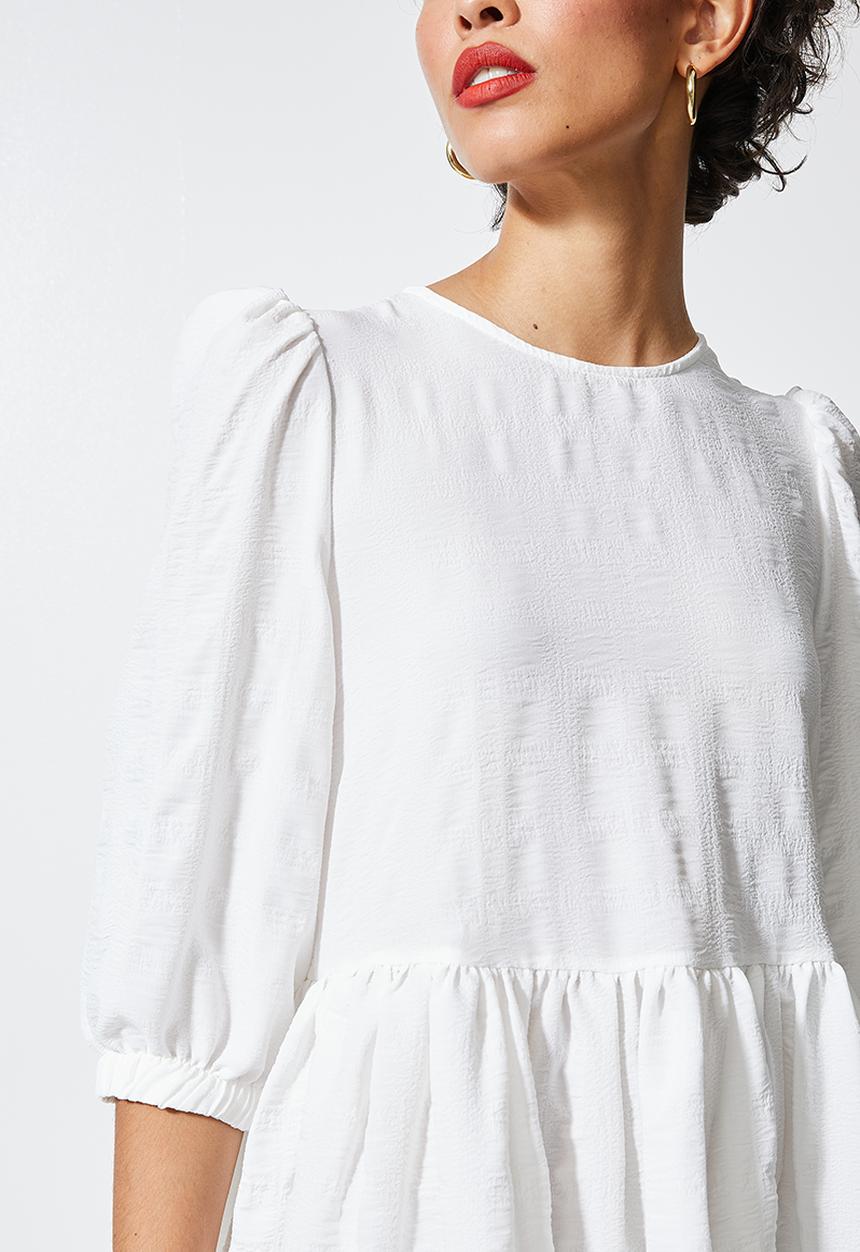 Superbalist - Textured fabric babydoll dress - white