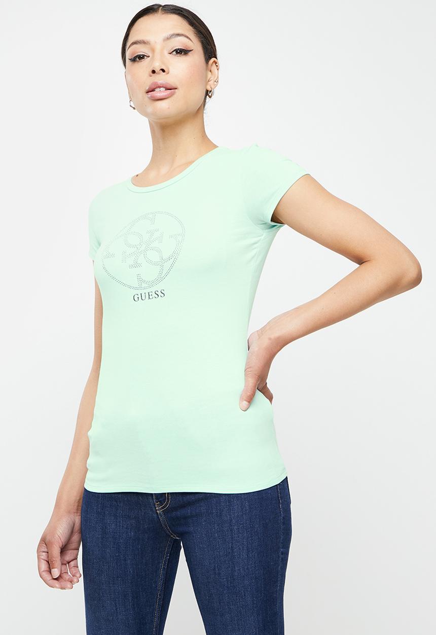 GUESS - Short sleeve qutro floral g tee - light blue
