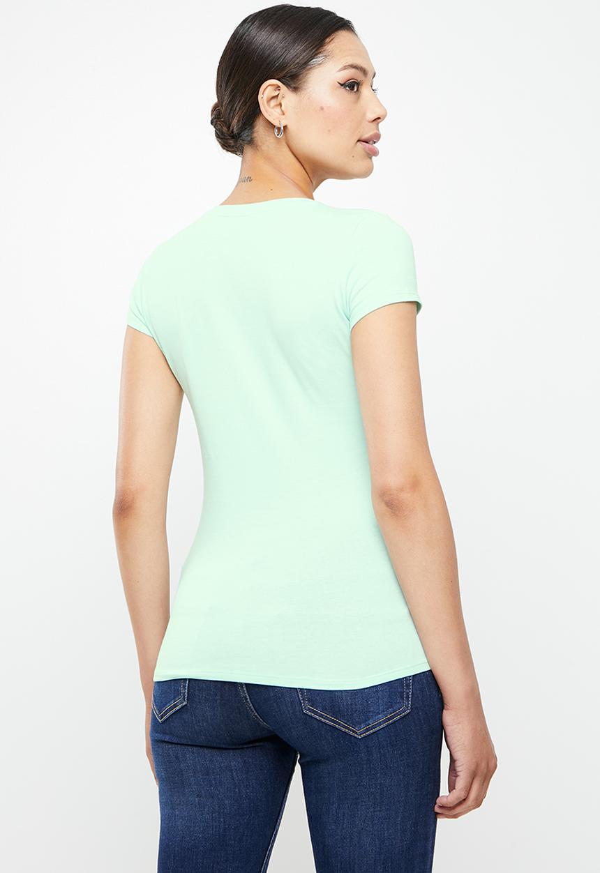 GUESS - Short sleeve qutro floral g tee - light blue