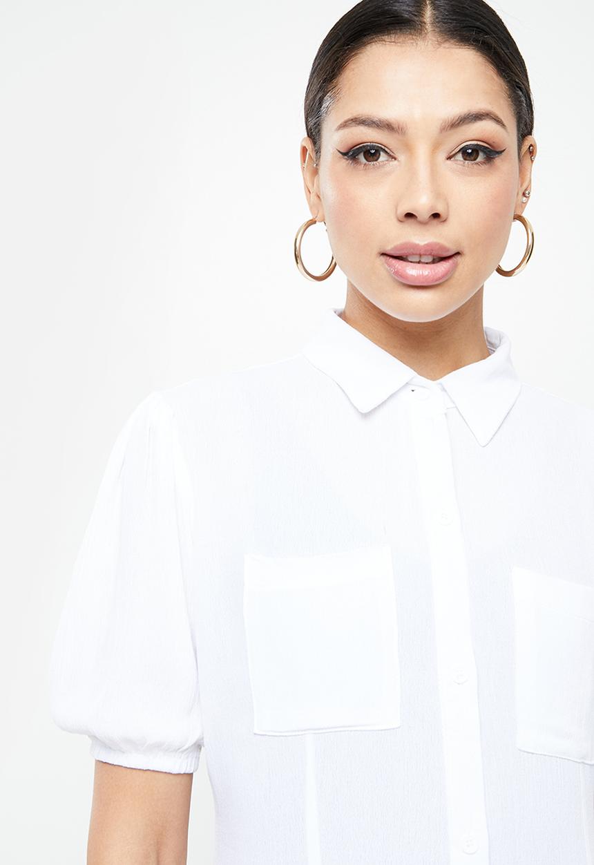 Missguided - Puff short sleeve maxi shirt cover up - cream