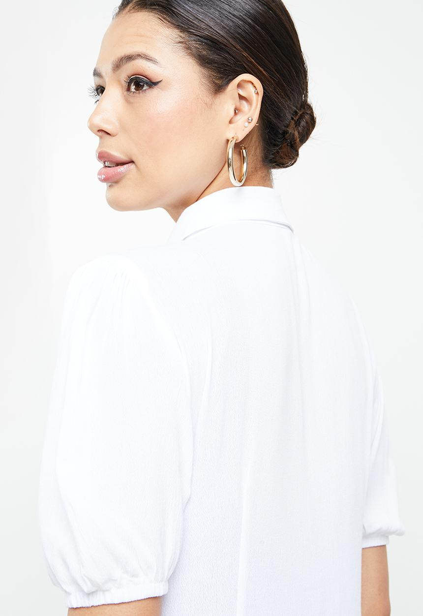 Missguided - Puff short sleeve maxi shirt cover up - cream