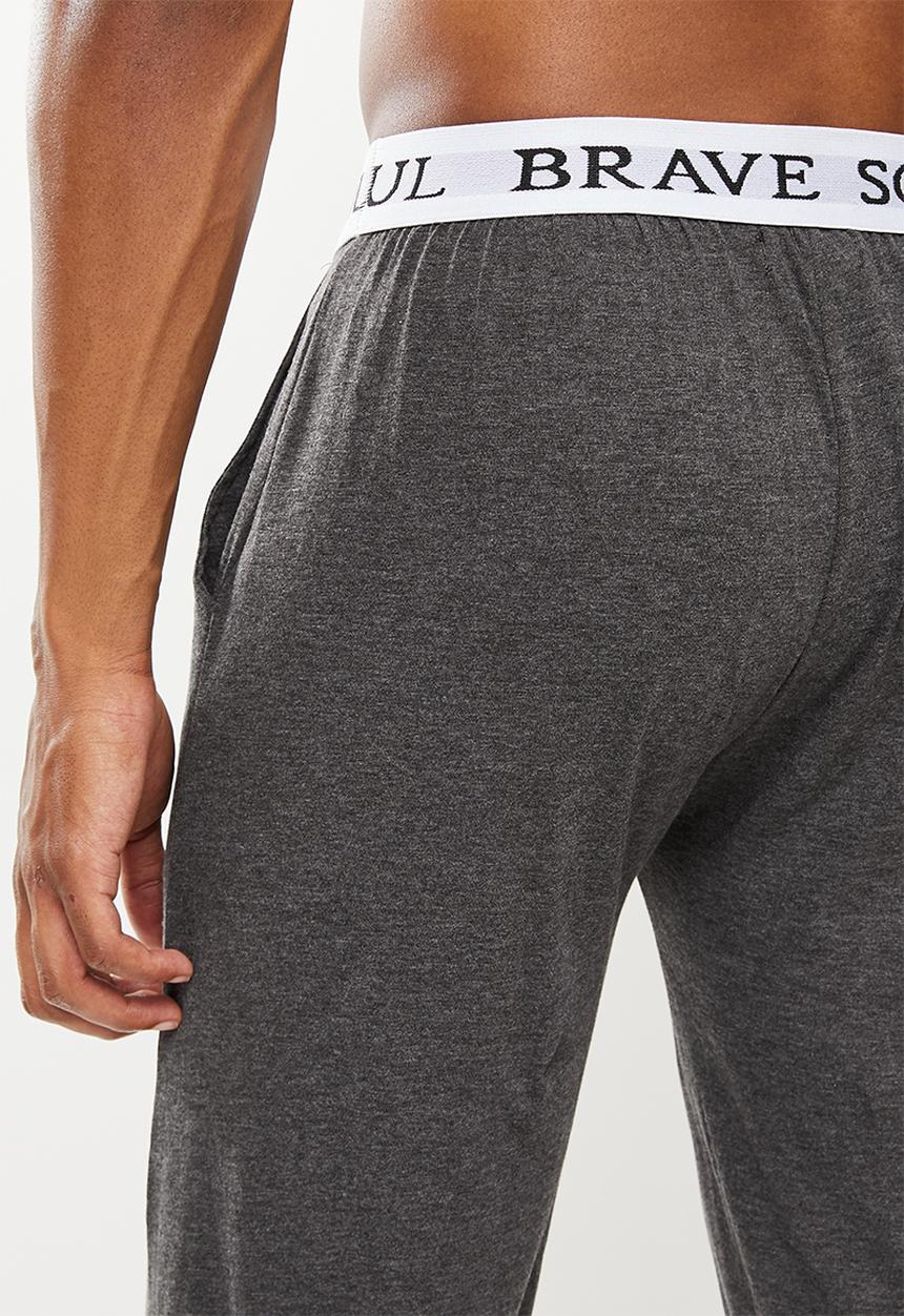 Brave Soul - Kevin printed lounge pants - charcoal marl