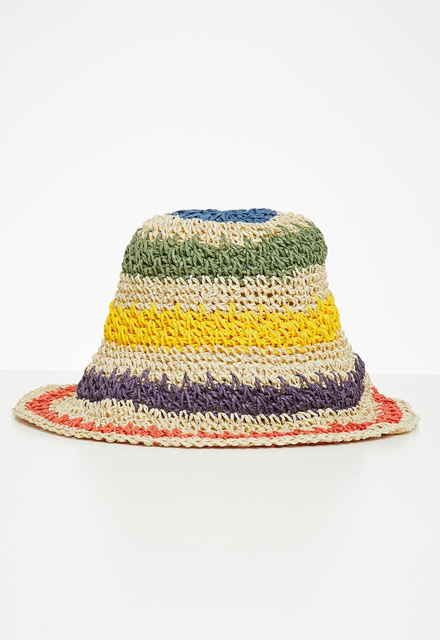 Superbalist - Multistripe crochet bucket hat - natural 