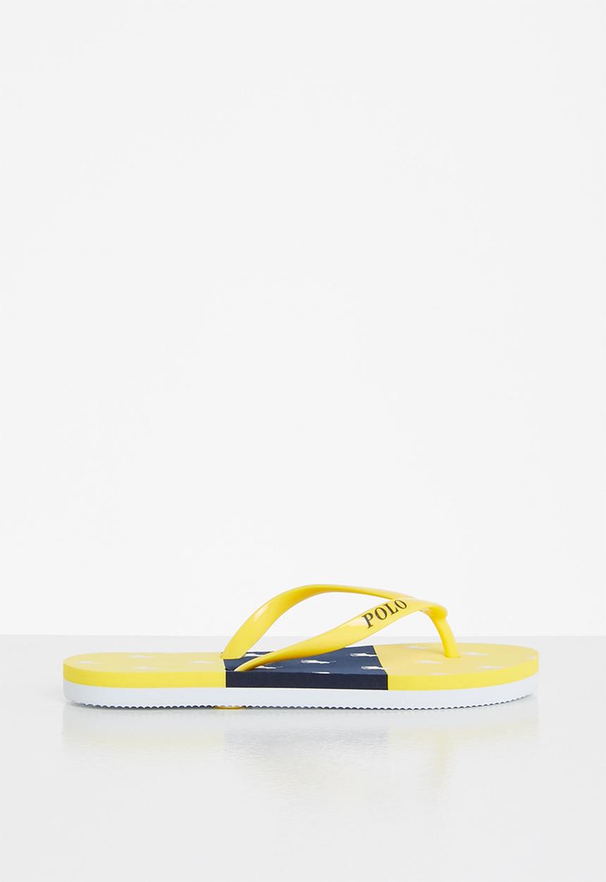 POLO - Girls claudette monogram flip flop - yellow & navy 