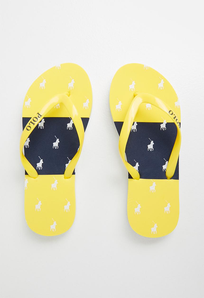 POLO - Girls claudette monogram flip flop - yellow & navy 