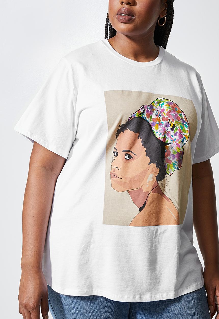 Superbalist - Floral headwrap tee - white