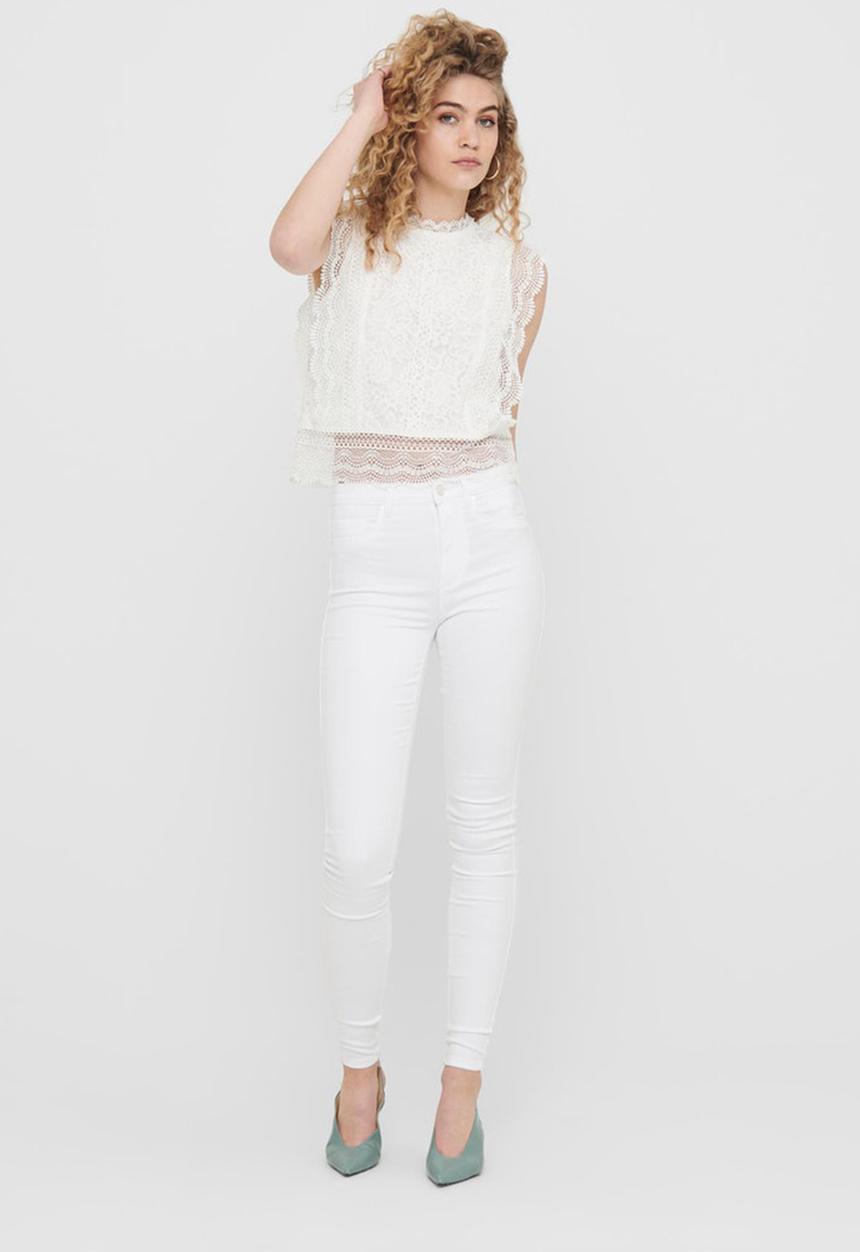 ONLY - Karo sleeveless lace top - cloud dancer