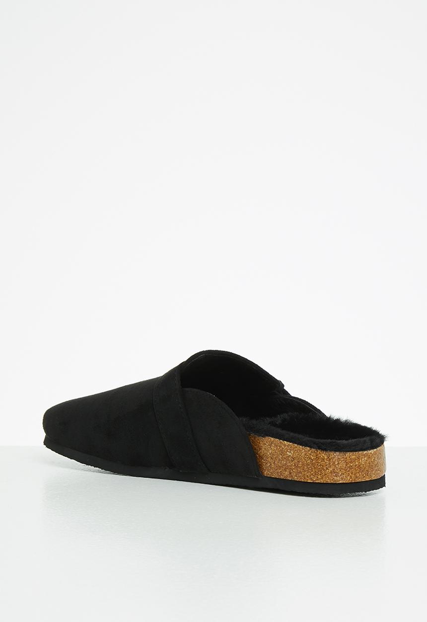 Superbalist - Gian faux fur slide - black