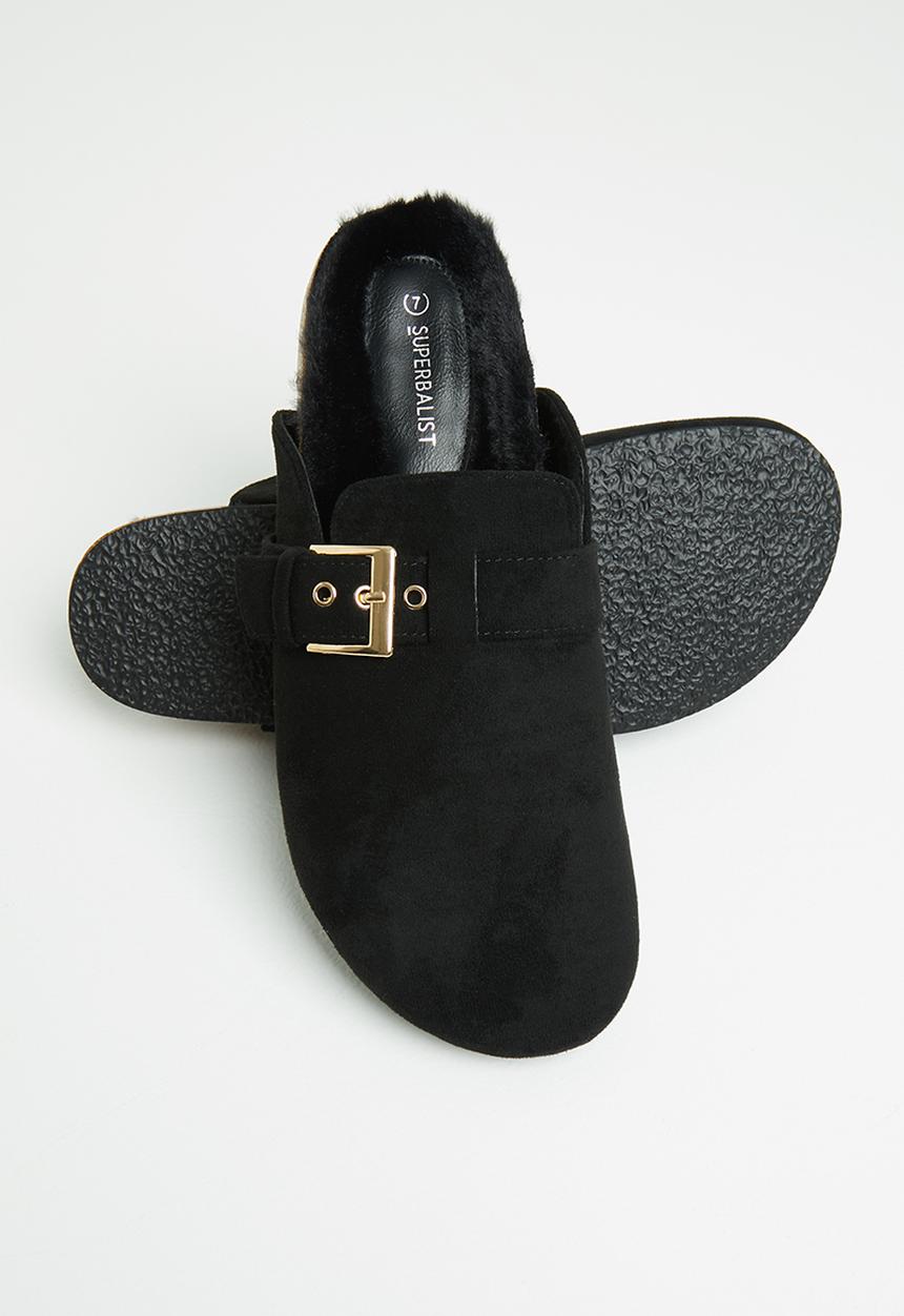 Superbalist - Gian faux fur slide - black