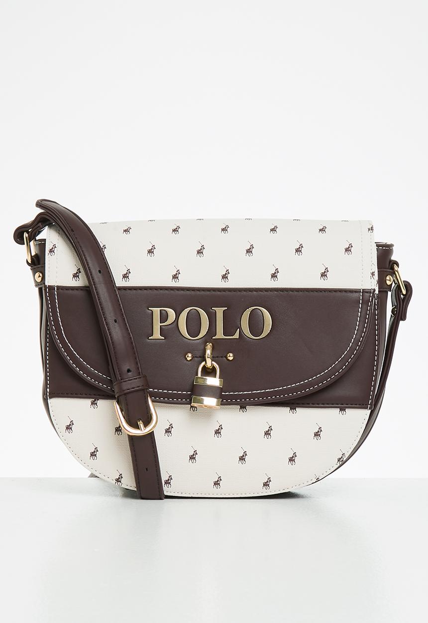 POLO - Polo canterbury flapover sling - cream & brown 