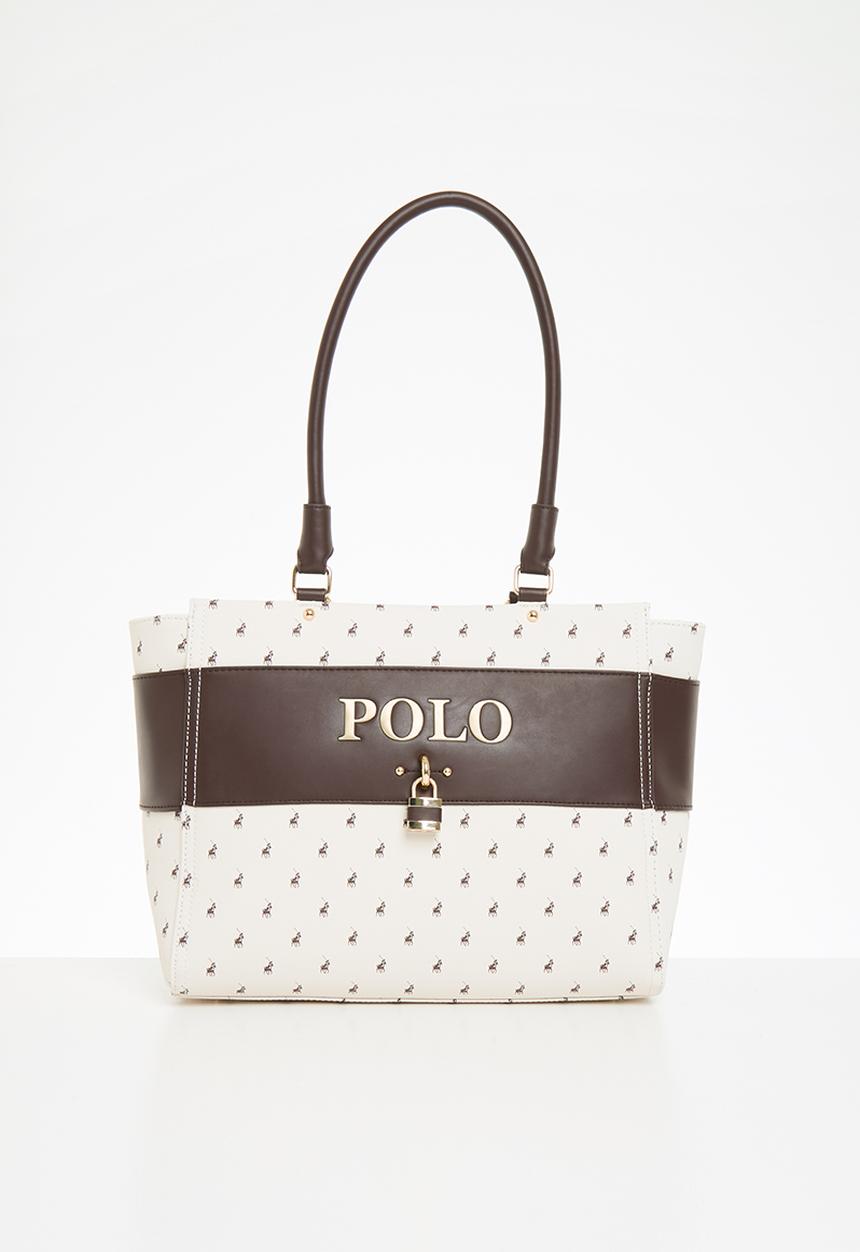 POLO - Polo canterbury tote - cream & brown 