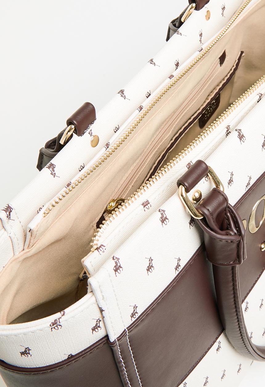 POLO - Polo canterbury tote - cream & brown 