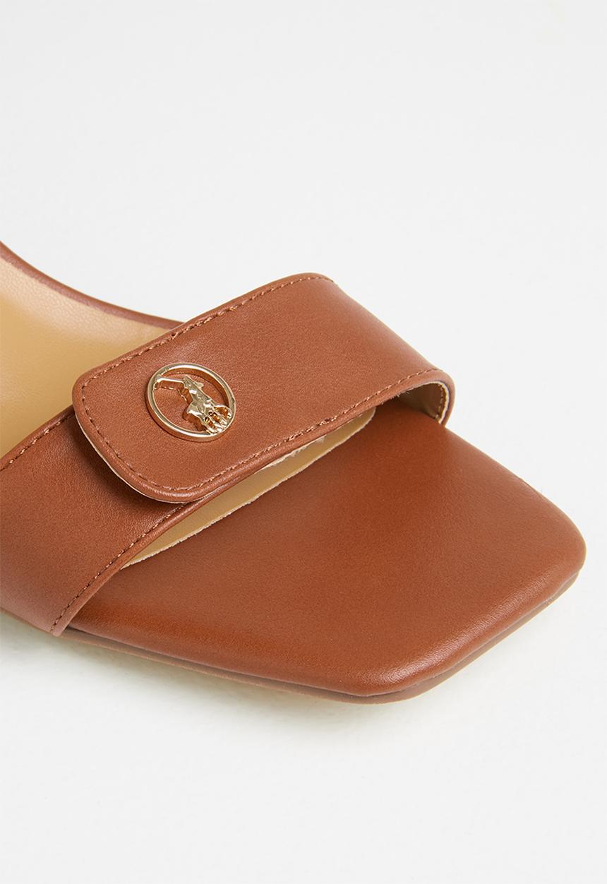 POLO - Demi ankle strap block heel sandal - tan