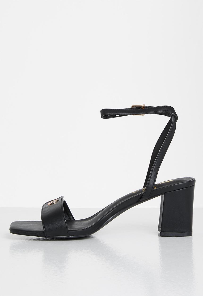 POLO - Demi ankle strap block heel sandal - black