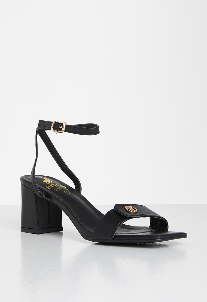 POLO - Demi ankle strap block heel sandal - black
