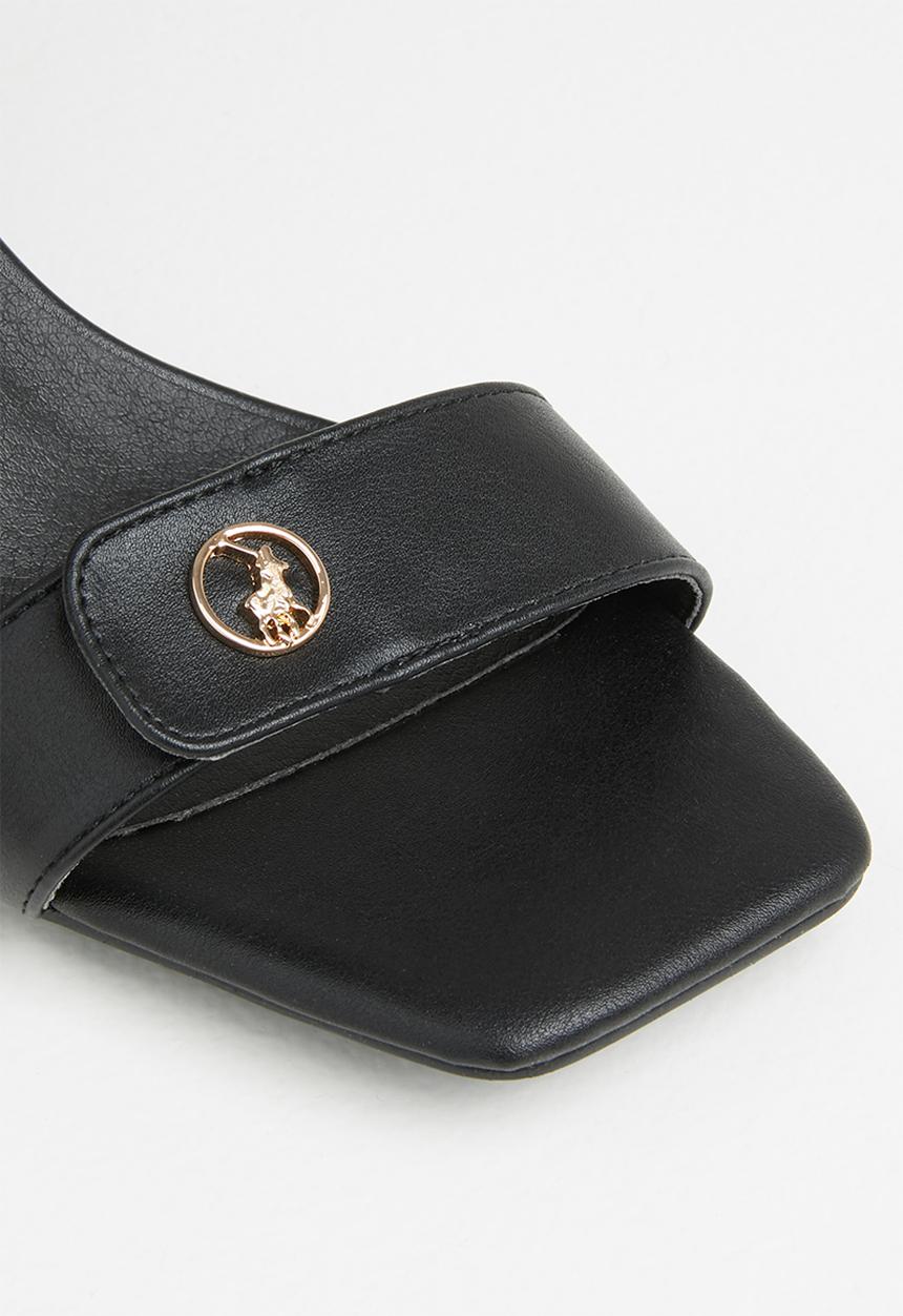 POLO - Demi ankle strap block heel sandal - black