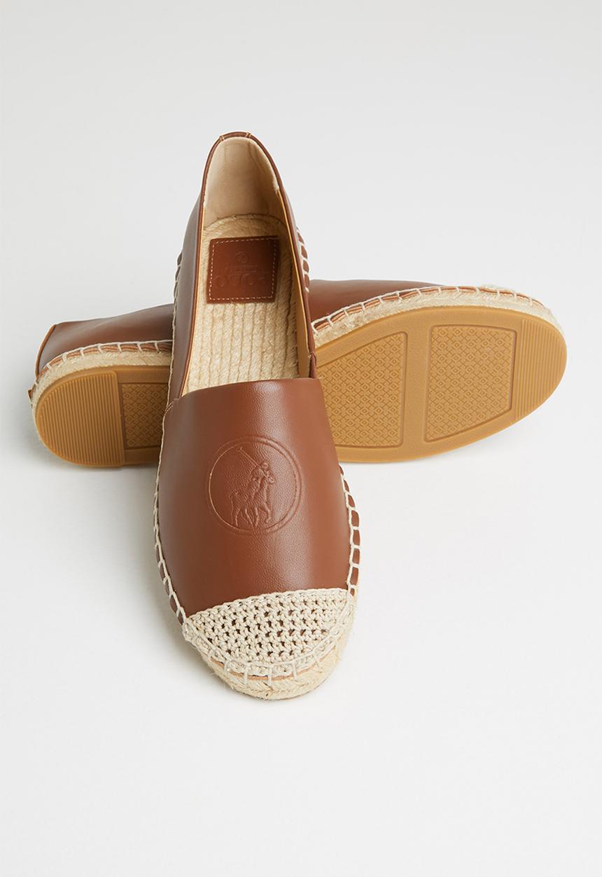 POLO - Fatima embossed leather espadrille - tan