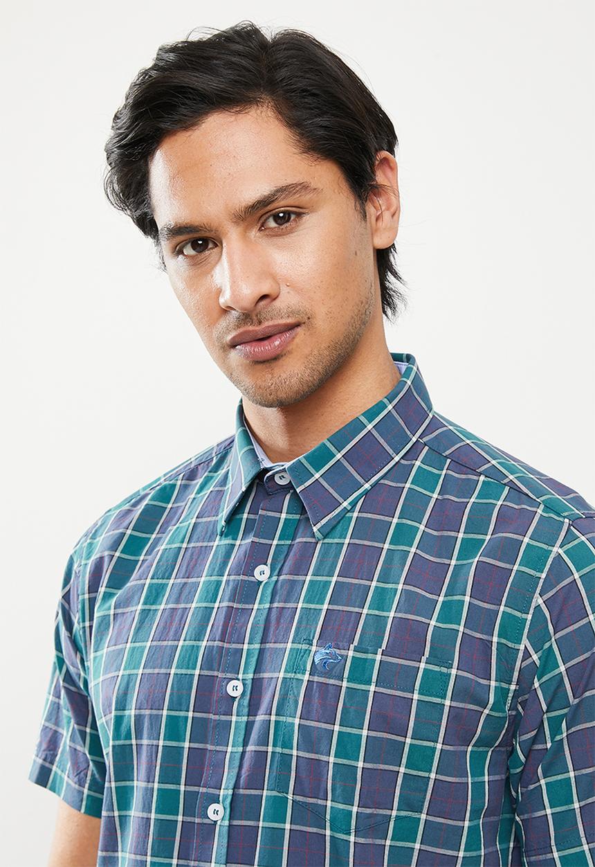 Wolf Rock - Sabai woven shirts - teal & navy 