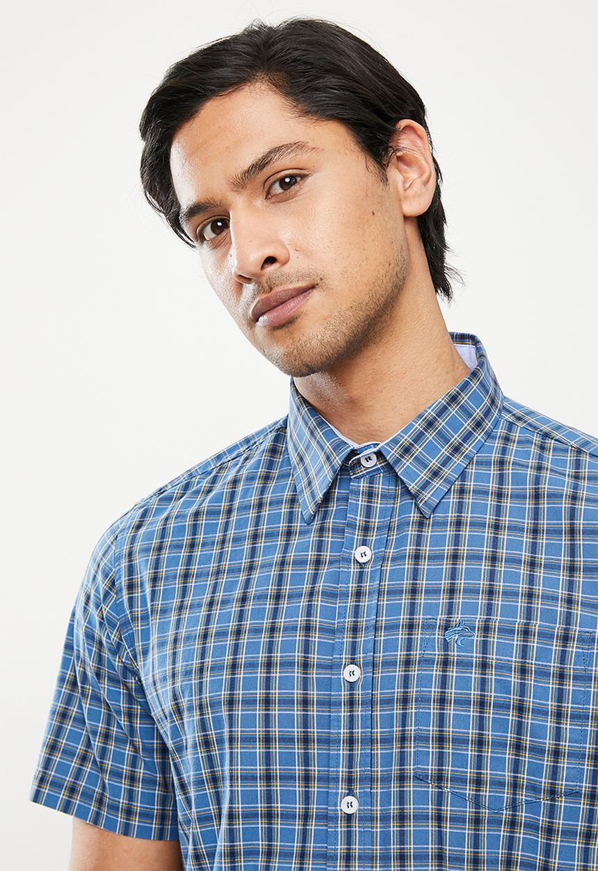 Wolf Rock - Spruce woven shirts - navy/yellow
