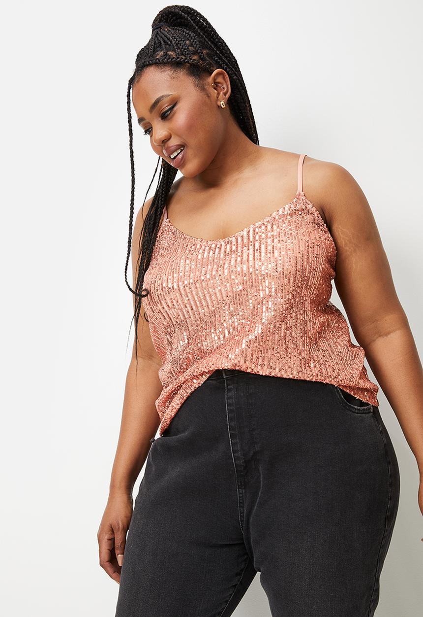 Blake - Sequin cami - rose gold