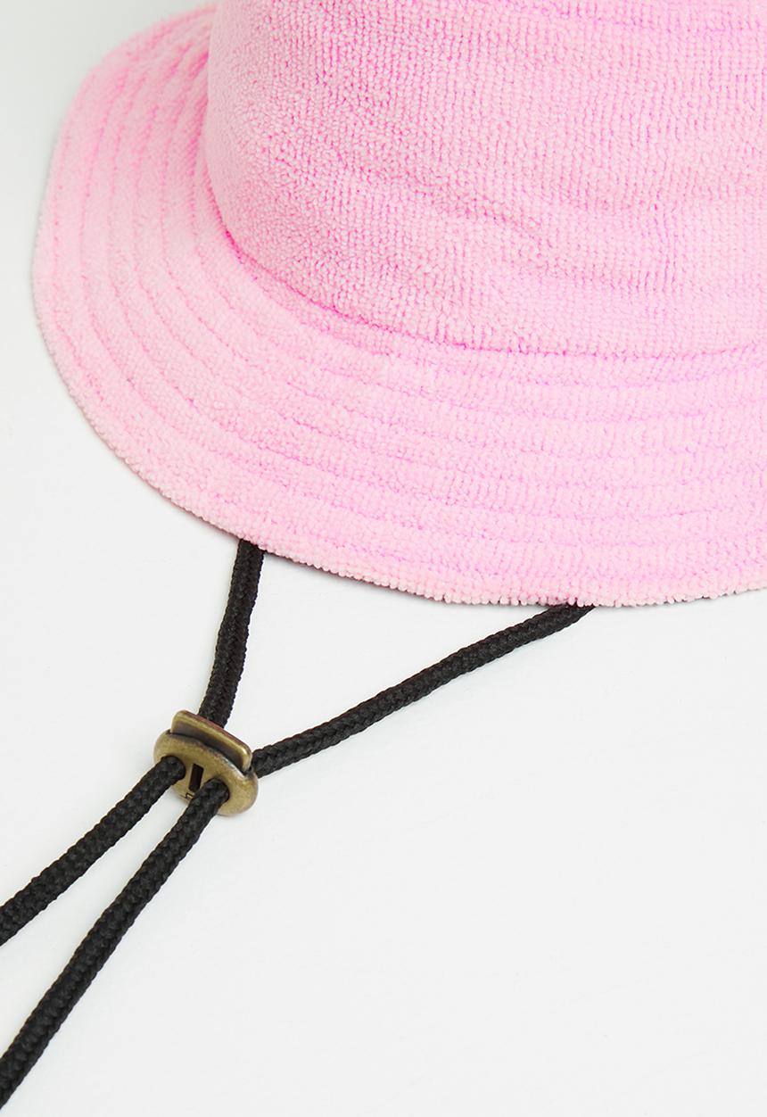 Simon and Mary - Towelling bucket hat - pink & black