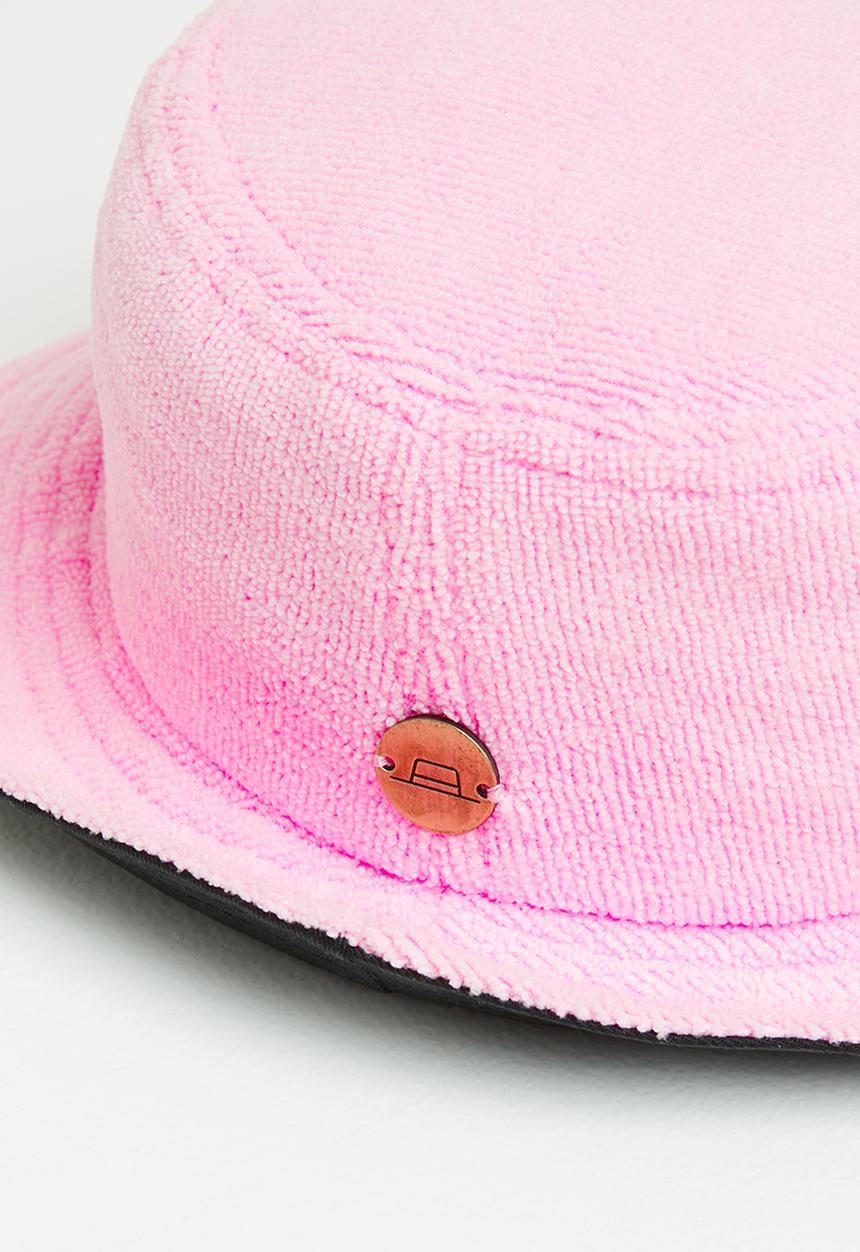 Simon and Mary - Towelling bucket hat - pink & black
