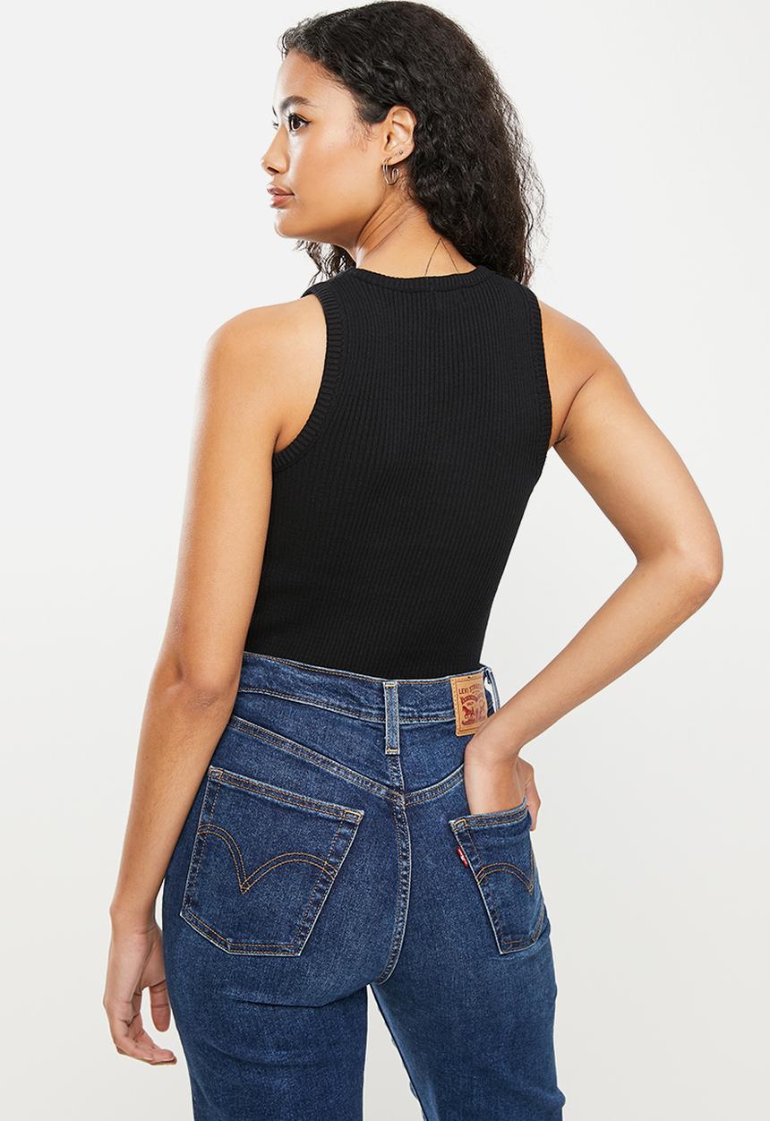 Me&B - Knitted rib vest - black
