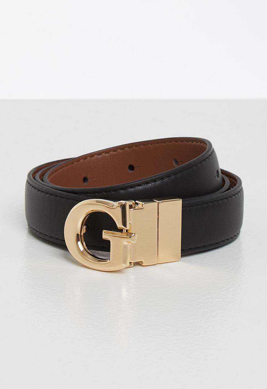 GUESS - Reversible smooth to smooth g buckle - black & brown