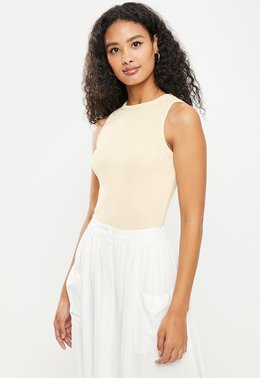 Me&B - Knitted rib vest - stone