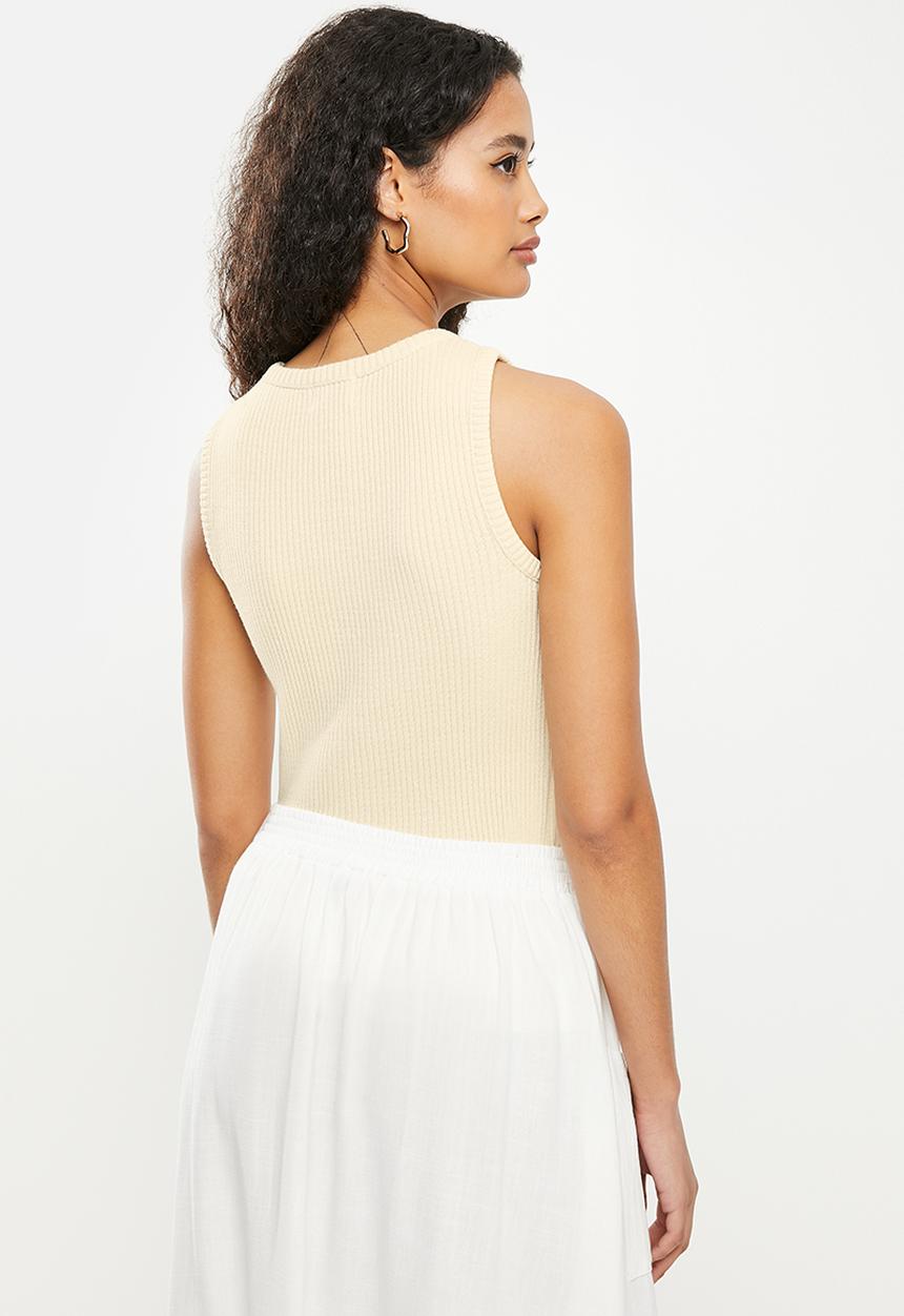 Me&B - Knitted rib vest - stone