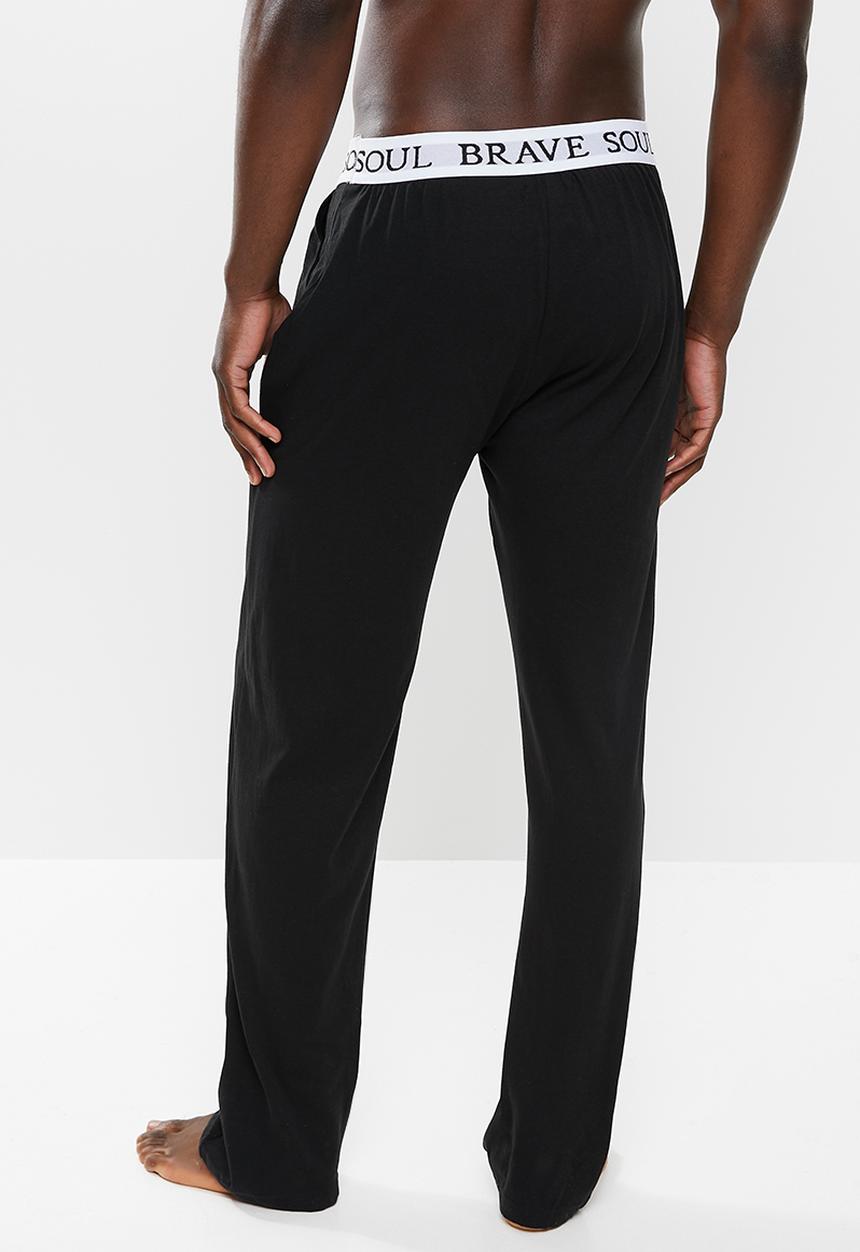 Brave Soul - Kevin printed lounge pants - black