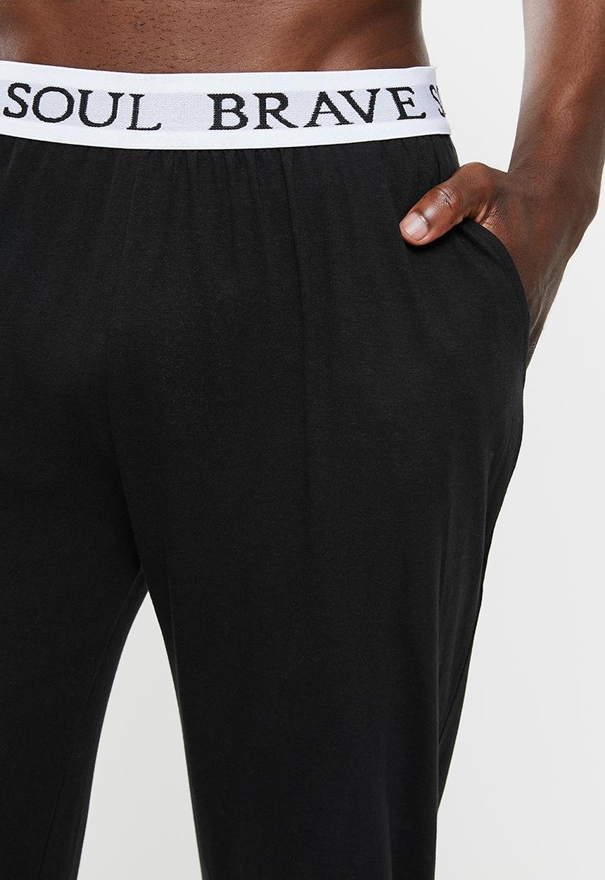 Brave Soul - Kevin printed lounge pants - black