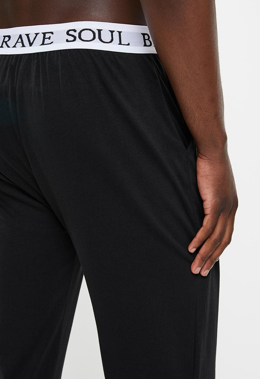 Brave Soul - Kevin printed lounge pants - black