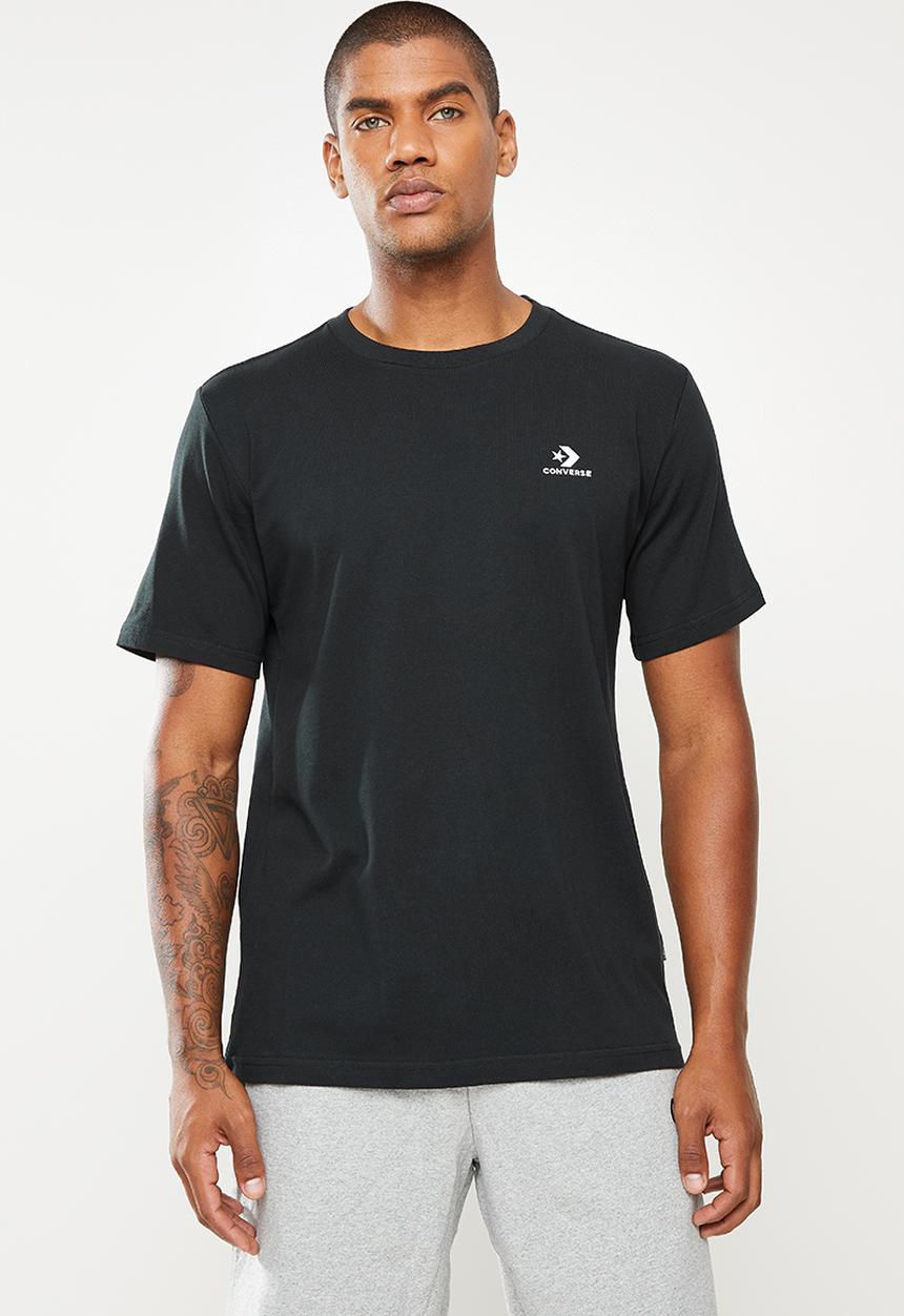 Converse - Embroidered star chevron left chest tee - black