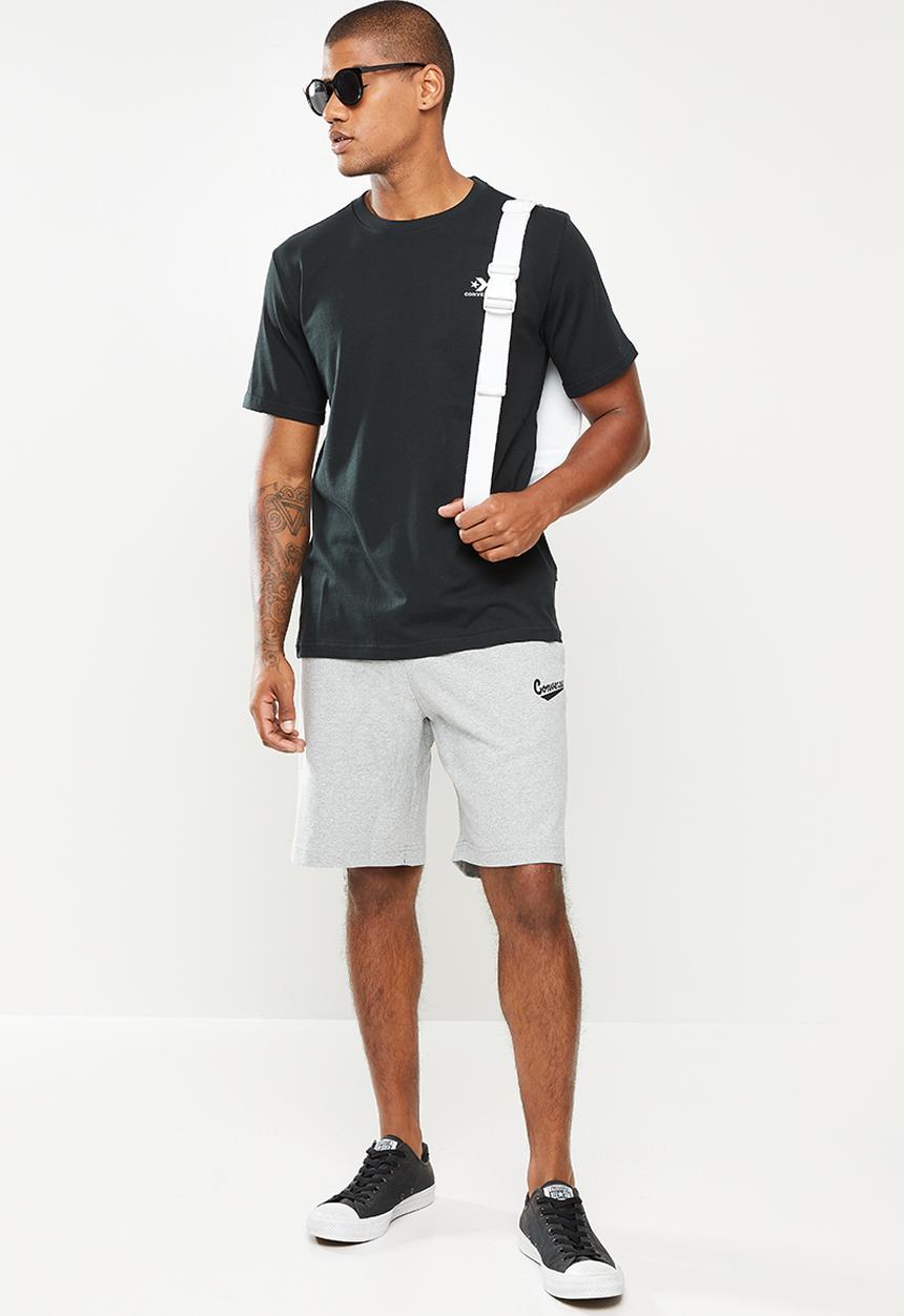 Converse - Embroidered star chevron left chest tee - black