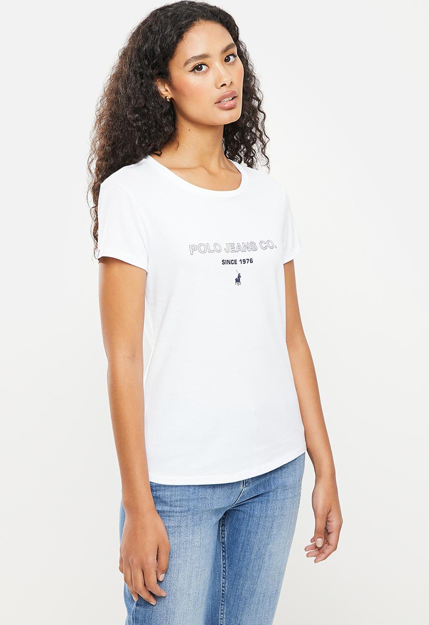 POLO - Basic short sleeve distressed print tee - white