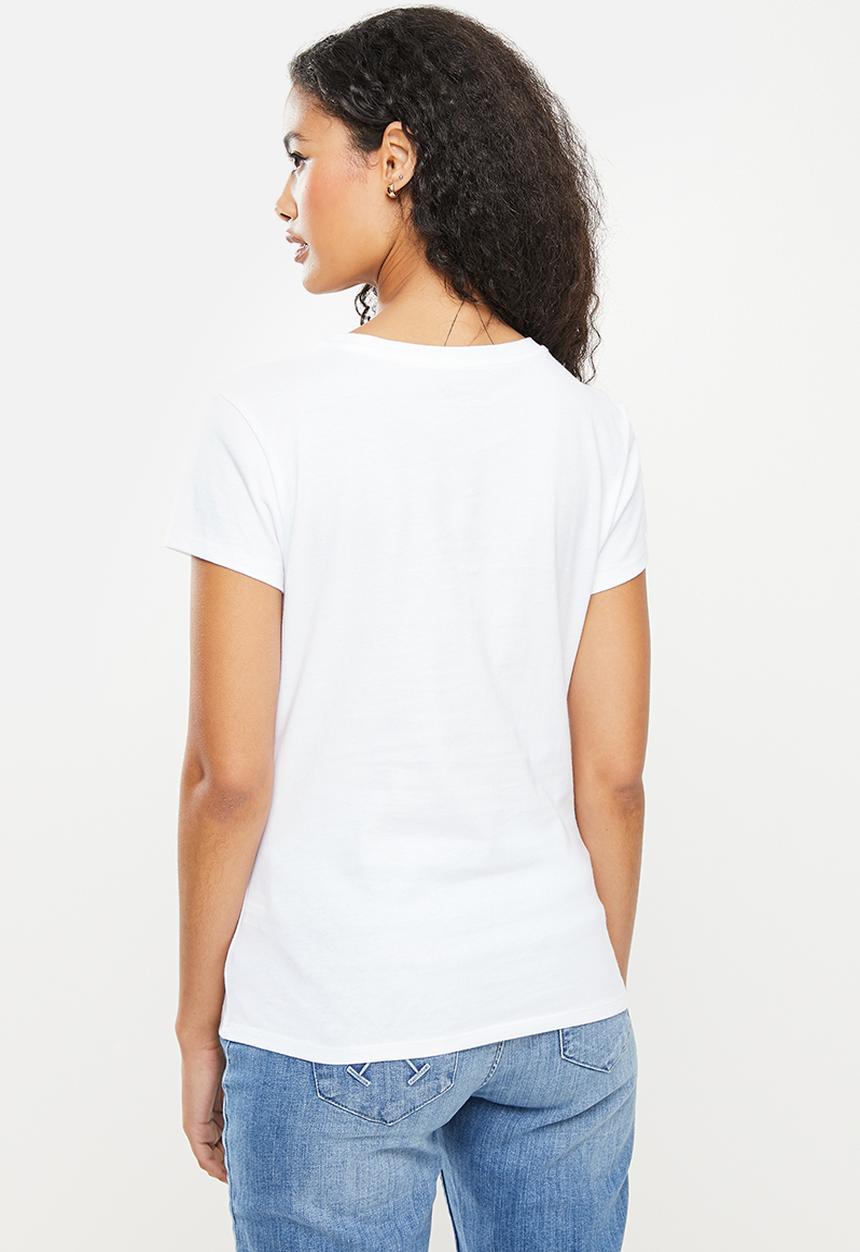 POLO - Basic short sleeve distressed print tee - white