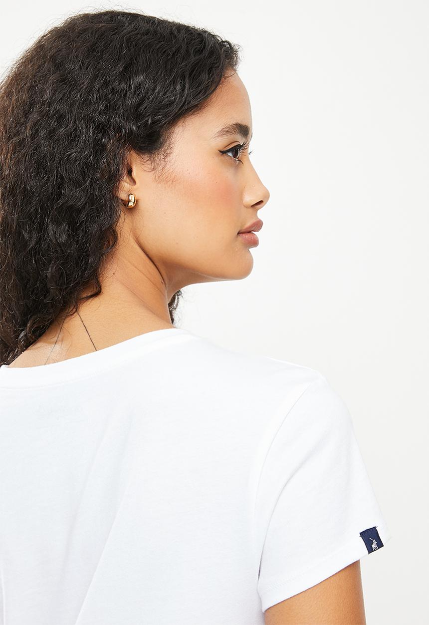 POLO - Basic short sleeve distressed print tee - white