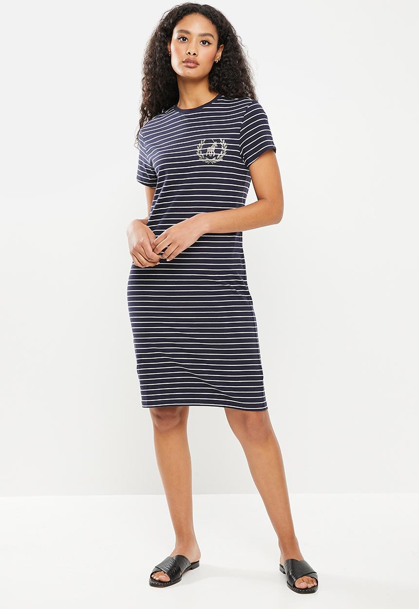 POLO - Dominique short sleeve stripe T-shirt dress - navy