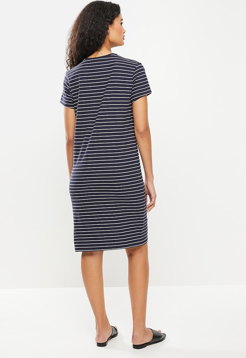 POLO - Dominique short sleeve stripe T-shirt dress - navy