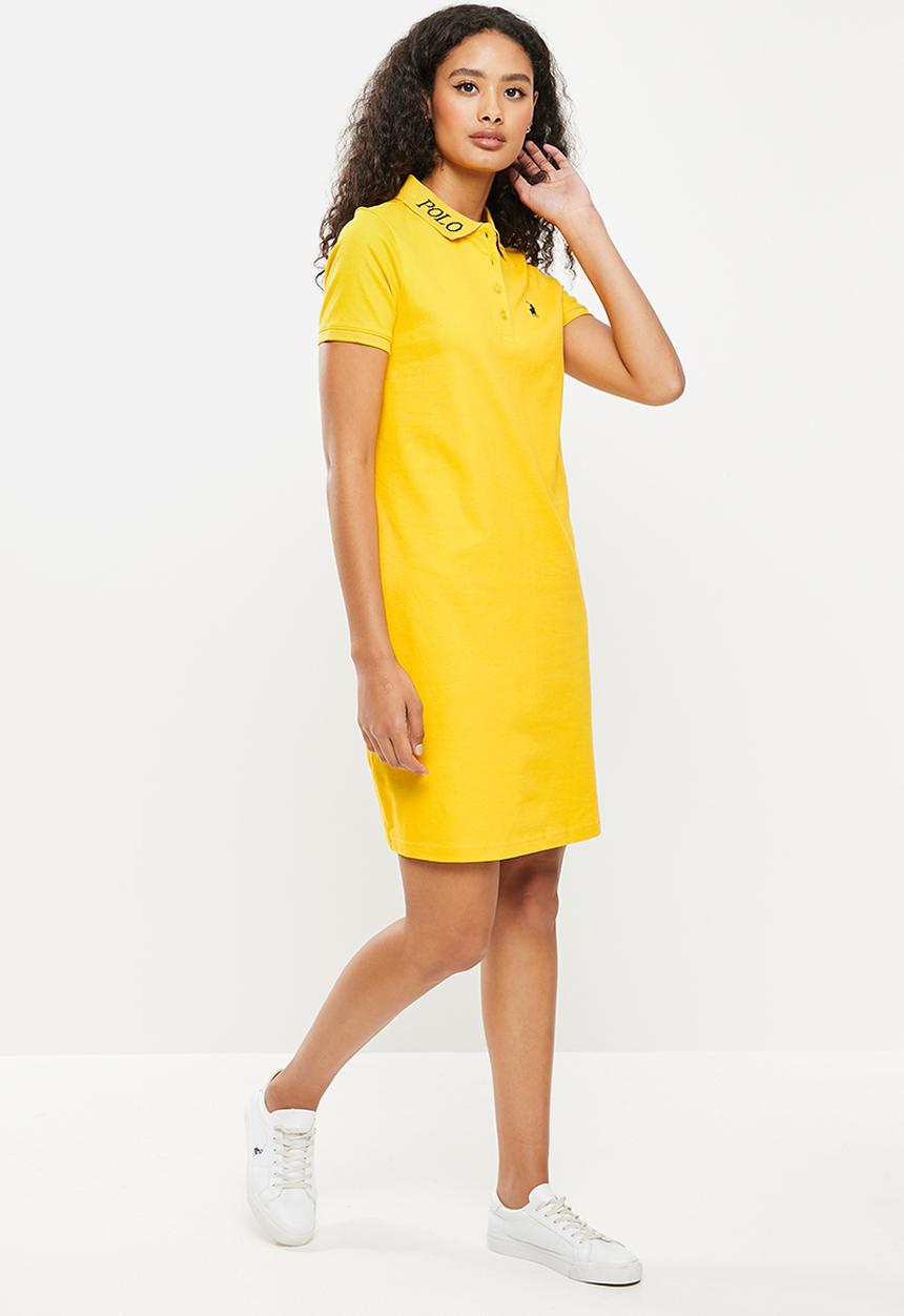 POLO - Mary short sleeve jacquard collar golfer dress - yellow
