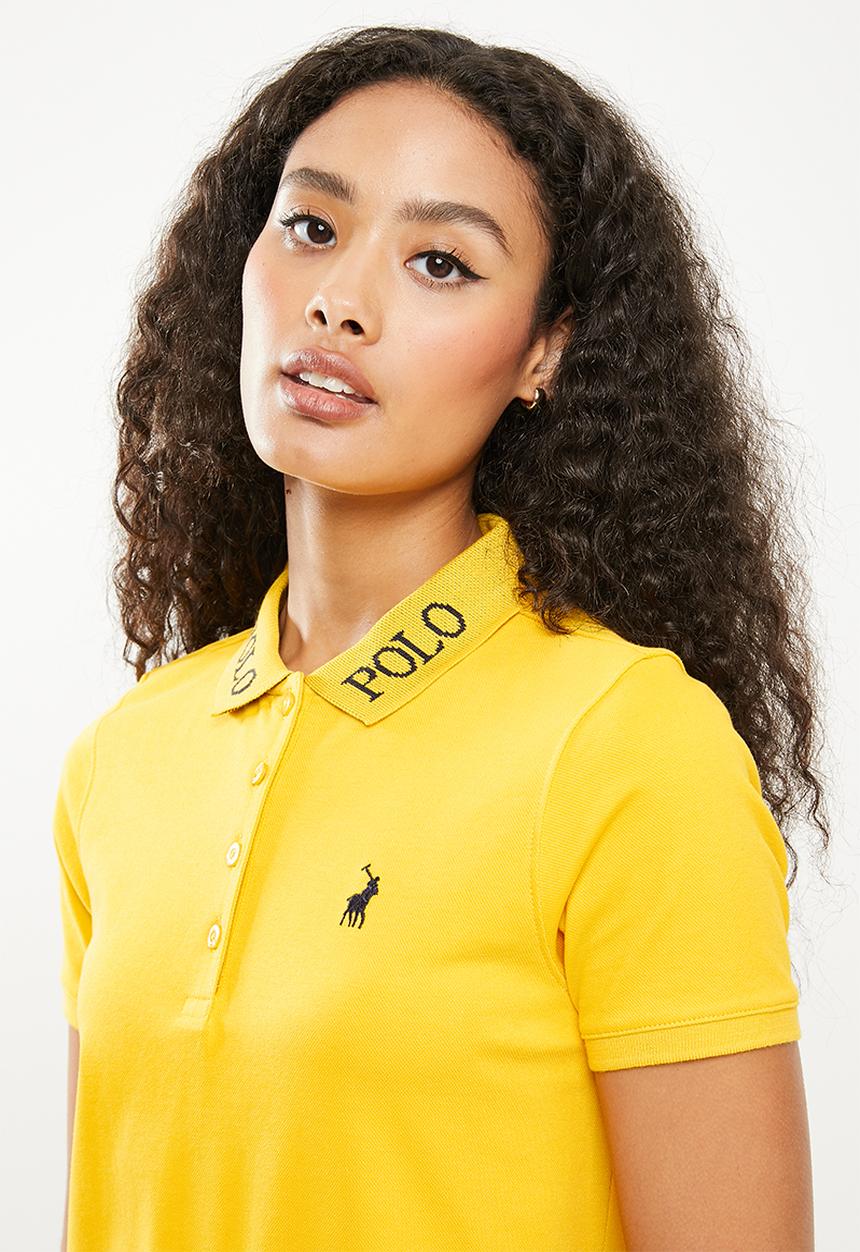 POLO - Mary short sleeve jacquard collar golfer dress - yellow