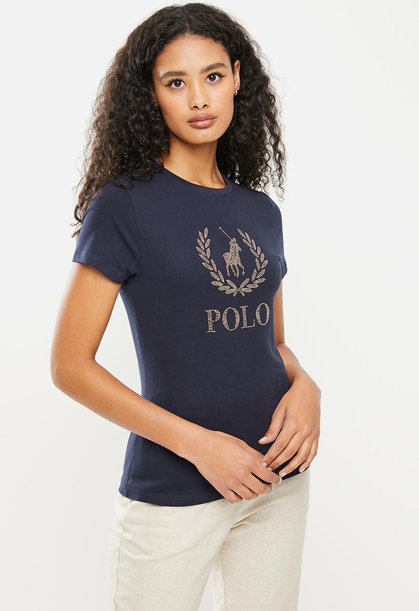POLO - Chiara short sleeve nailhead logo T-shirt - navy