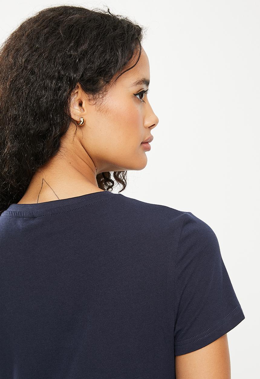POLO - Chiara short sleeve nailhead logo T-shirt - navy
