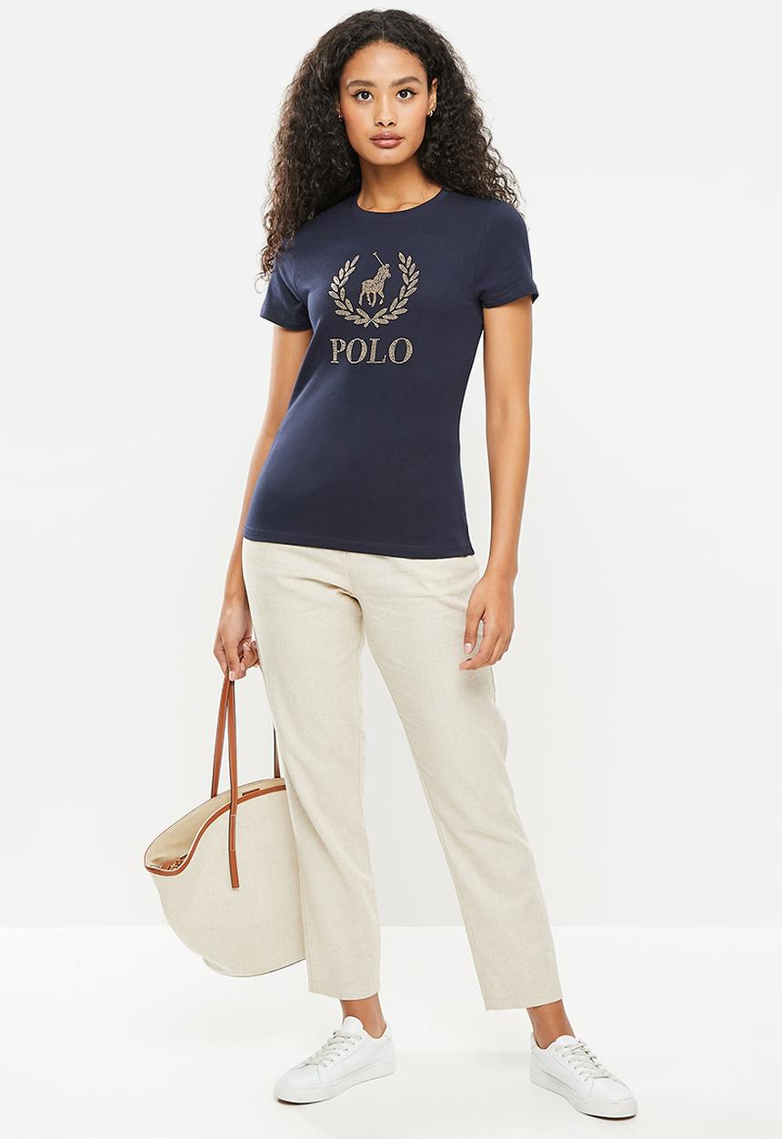 POLO - Chiara short sleeve nailhead logo T-shirt - navy