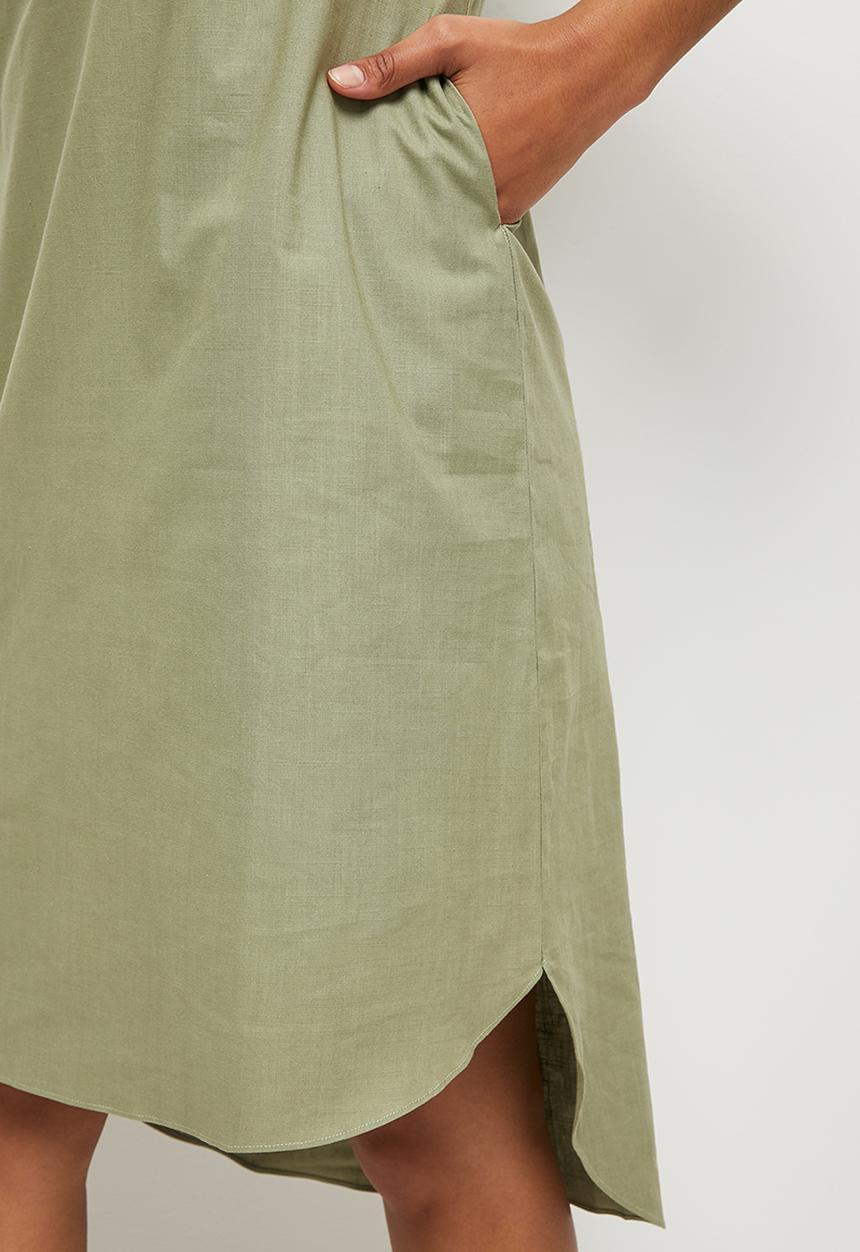 edit - Puff sleeve pocket midi tunic dress - light green