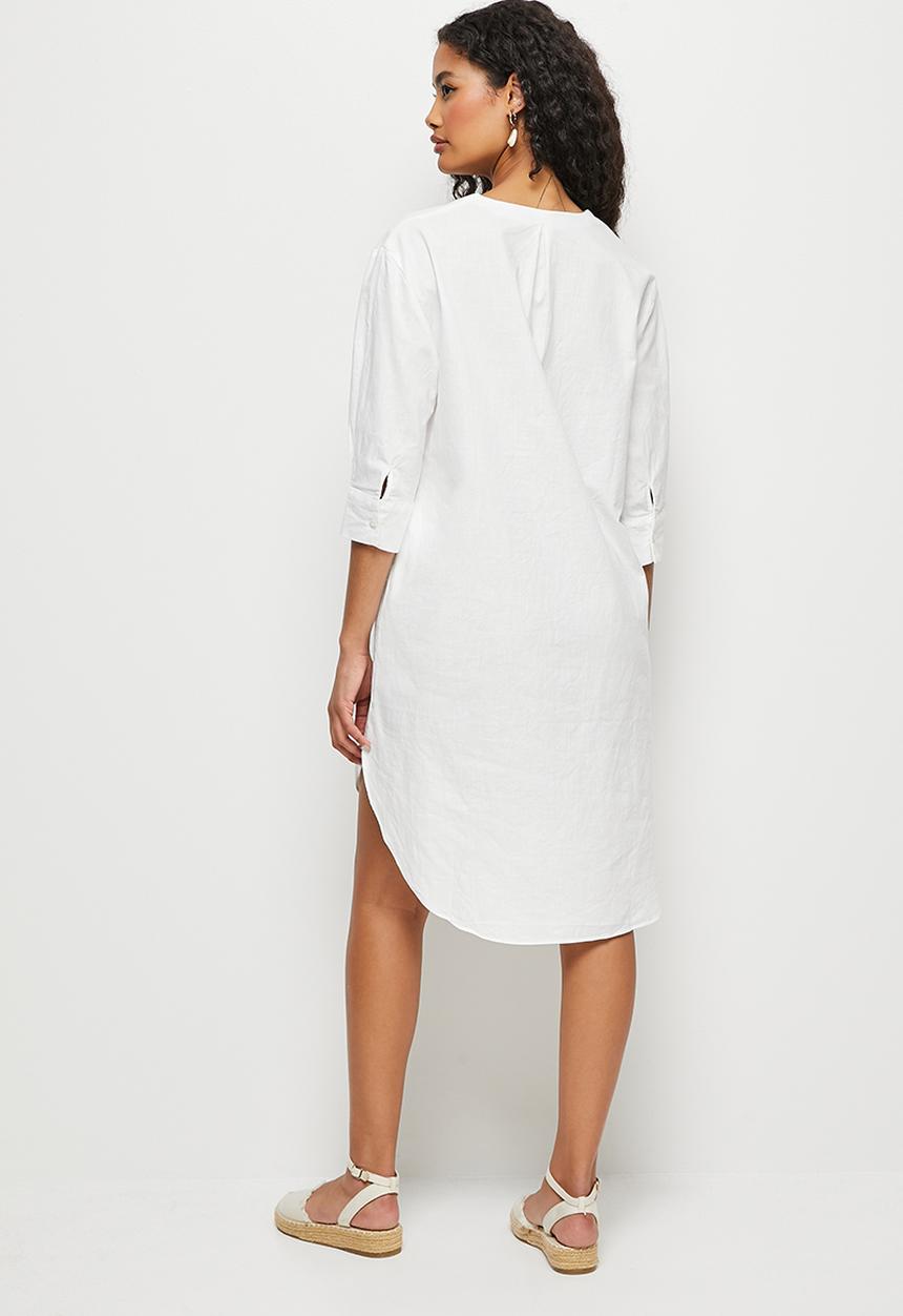 edit - Notch neck cotton tunic - milk