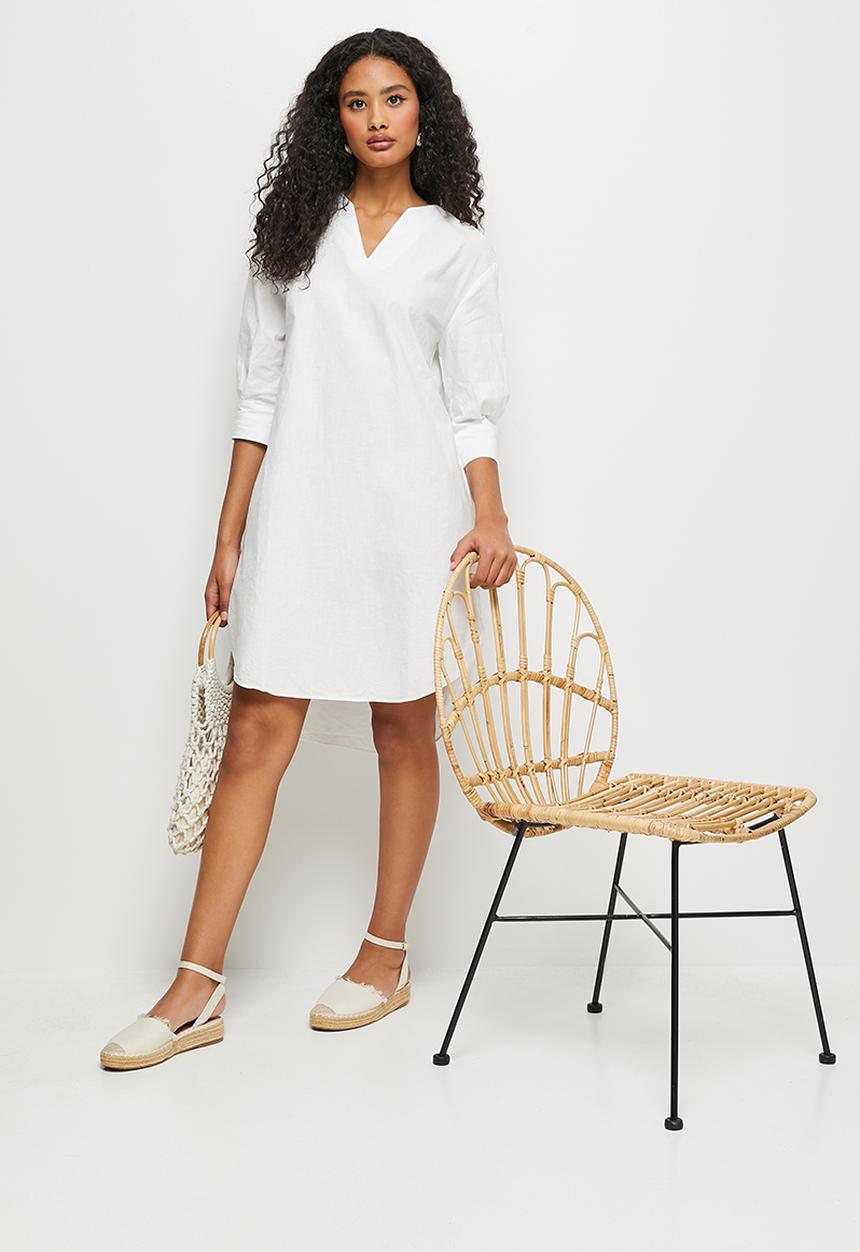 edit - Notch neck cotton tunic - milk