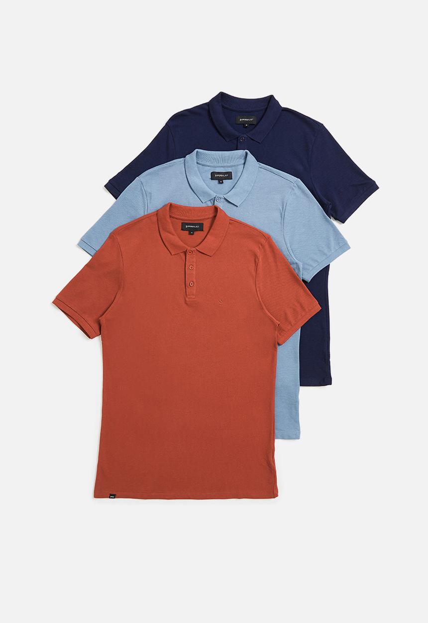 Superbalist - 3 Pack Luka slim pique golfer - multi
